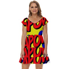 Kapow-comic-comic-book-fight Short Sleeve Tiered Mini Dress by 99art