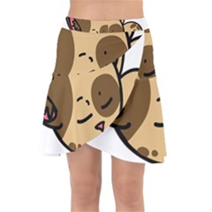 Cat-cartoon-pet-kitten-character Wrap Front Skirt by 99art