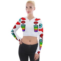 Animation-eyes-cartoon-cute-comic Long Sleeve Cropped Velvet Jacket by 99art