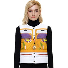 Car-transportation-cartoon-comic Women s Short Button Up Puffer Vest by 99art