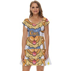 Animation-lion-animals-king-cool Short Sleeve Tiered Mini Dress by 99art