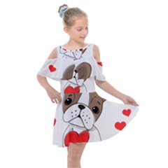 Animation-dog-cute-animate-comic Kids  Shoulder Cutout Chiffon Dress by 99art