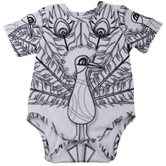 Peacock-plumage-display-bird Baby Short Sleeve Bodysuit by 99art