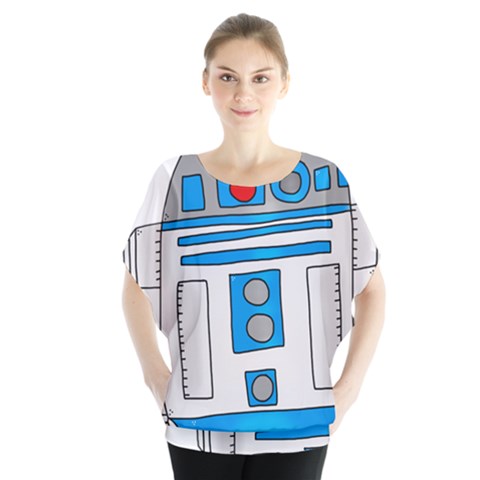 Technology-clip-art-r2d2 Batwing Chiffon Blouse by 99art