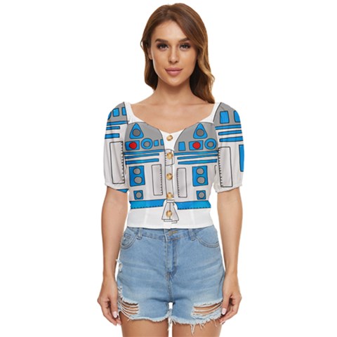 Technology-clip-art-r2d2 Button Up Blouse by 99art