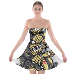 Scooter-motorcycle-boot-cartoon-vector Strapless Bra Top Dress by 99art