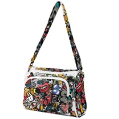 Mural Graffiti Paint Front Pocket Crossbody Bag by 99art