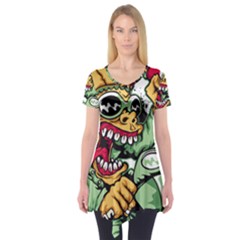 Scooter-motorcycle-graffiti Short Sleeve Tunic  by 99art