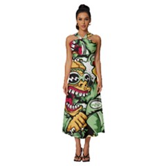 Scooter-motorcycle-graffiti Sleeveless Cross Front Cocktail Midi Chiffon Dress by 99art