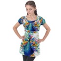 Bird-peafowl-painting-drawing-feather-birds Puff Sleeve Tunic Top View1