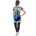 Bird-peafowl-painting-drawing-feather-birds Puff Sleeve Tunic Top View2