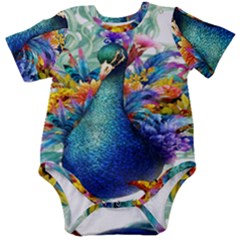 Bird-peafowl-painting-drawing-feather-birds Baby Short Sleeve Bodysuit by 99art