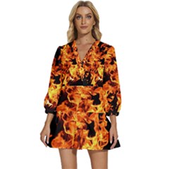 Live Coals V-neck Placket Mini Dress by artworkshop