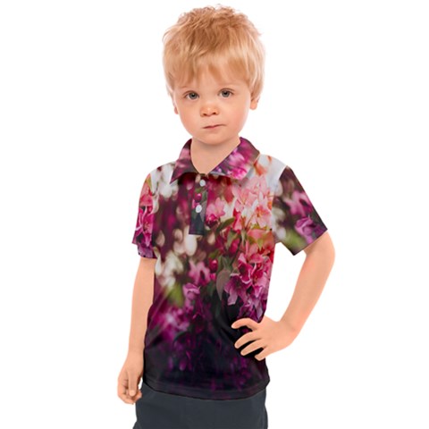 Pink Flower Kids  Polo Tee by artworkshop