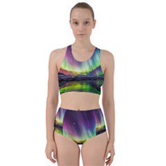 Aurora Borealis Polar Northern Lights Natural Phenomenon North Night Mountains Racer Back Bikini Set by B30l