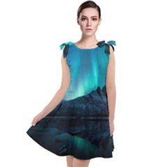 Aurora Borealis Mountain Reflection Tie Up Tunic Dress by B30l