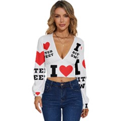 I Love Bitter Sweet Long Sleeve Deep-v Velour Top by ilovewhateva