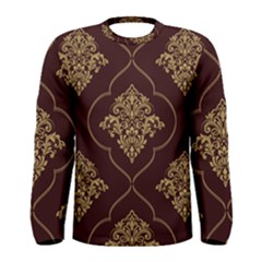 Vector Gold Ornament Pattern Seamless Damask Men s Long Sleeve Tee by danenraven