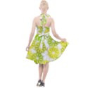 Flowers Green Texture With Pattern Leaves Shape Seamless Halter Party Swing Dress  View2