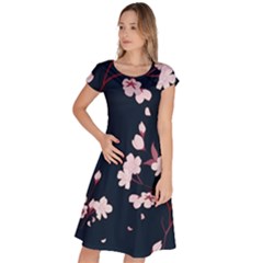 Flowers Texture Textured Pattern Classic Short Sleeve Dress by danenraven