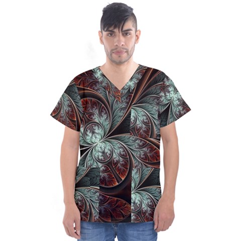 Abstract Pattern Design Art Wallpaper Tracery Texture Men s V-neck Scrub Top by danenraven