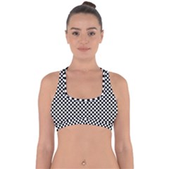 Black And White Checkerboard Background Board Checker Cross Back Hipster Bikini Top  by Cowasu