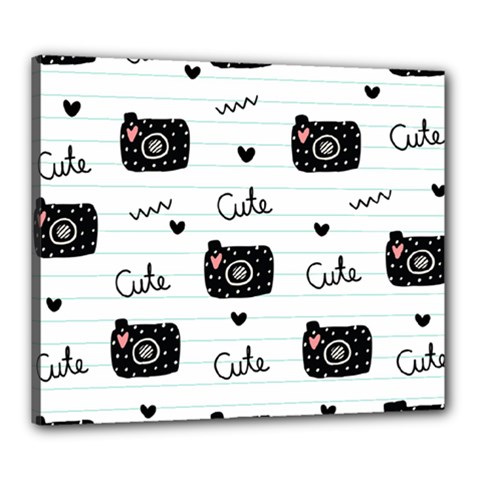 Cute Cameras Doodles Hand Drawn Canvas 24  X 20  (stretched) by Cowasu