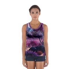 Landscape Landscape Painting Purple Purple Trees Sport Tank Top  by Cowasu