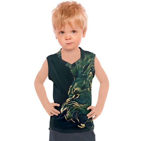 Angry Male Lion Kids  Sport Tank Top by Cowasu