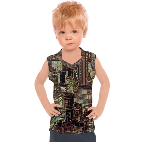 New York City Nyc Skyscrapers Kids  Sport Tank Top by Cowasu