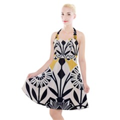 Flowers Pattern Halter Party Swing Dress  by danenraven