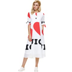 I Love Juice Bow Sleeve Chiffon Midi Dress by ilovewhateva