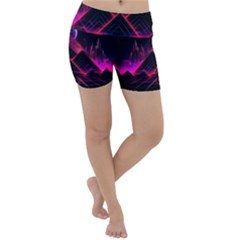 Synthwave City Retrowave Wave Lightweight Velour Yoga Shorts by Bangk1t