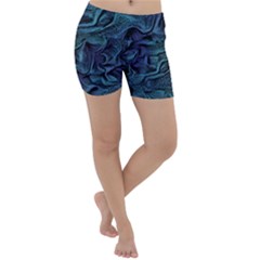 Abstract Blue Wave Texture Patten Lightweight Velour Yoga Shorts by Bangk1t