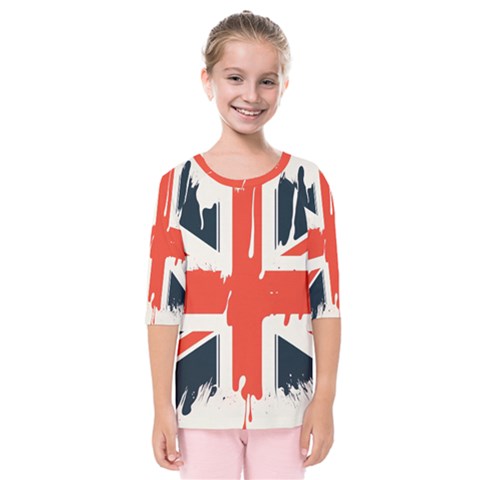 Union Jack England Uk United Kingdom London Kids  Quarter Sleeve Raglan Tee by Bangk1t