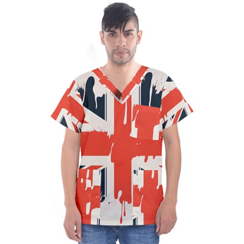 Union Jack England Uk United Kingdom London Men s V-neck Scrub Top by Bangk1t