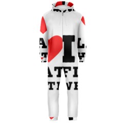 I Love Flat White Hooded Jumpsuit (men) by ilovewhateva