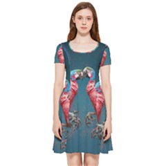 Birds Parrots Love Ornithology Species Fauna Inside Out Cap Sleeve Dress by Ndabl3x