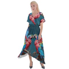 Birds Parrots Love Ornithology Species Fauna Cross Front Sharkbite Hem Maxi Dress by Ndabl3x