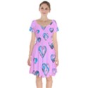 Hearts Pattern Love Short Sleeve Bardot Dress View1