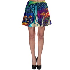 Mushrooms Fungi Psychedelic Skater Skirt by Ndabl3x