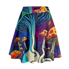 Mushrooms Fungi Psychedelic High Waist Skirt by Ndabl3x