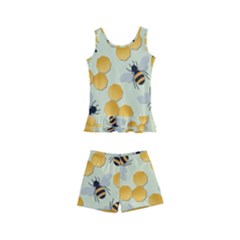 Honey Bee Bees Pattern Kids  Boyleg Swimsuit by Ndabl3x