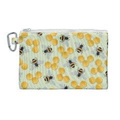 Honey Bee Bees Pattern Canvas Cosmetic Bag (large) by Ndabl3x