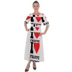 I Love Frappe Coffee Shoulder Straps Boho Maxi Dress  by ilovewhateva