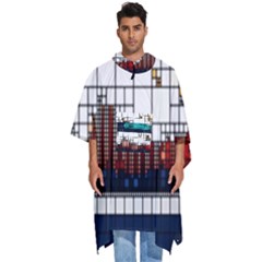 Abstract Statistic Rectangle Classification Men s Hooded Rain Ponchos by Wav3s