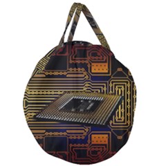 Processor Cpu Board Circuit Giant Round Zipper Tote by Wav3s