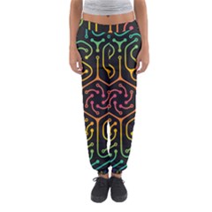 Circuit Hexagonal Geometric Pattern Background Pattern Women s Jogger Sweatpants by Wav3s