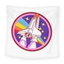 Badge-patch-pink-rainbow-rocket Square Tapestry (Large) View1