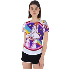 Badge-patch-pink-rainbow-rocket Back Cut Out Sport Tee by Wav3s